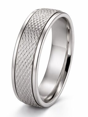 Stainless Steel Spinner Ring Textured Band Fidget Anxiety Ring Silver